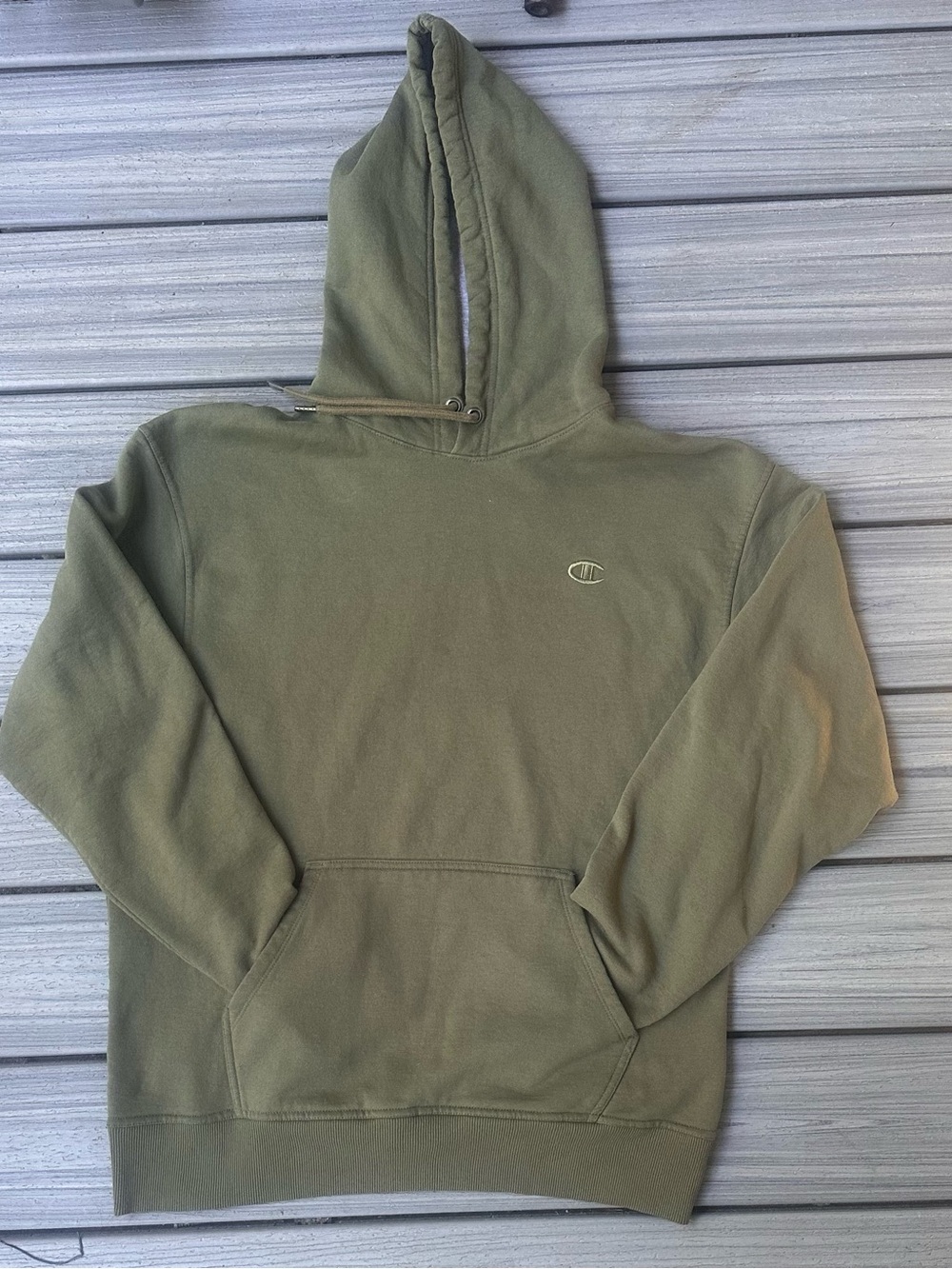 Champion Olive Pullover Hoodie - Men's Casual Hooded Sweatshirt